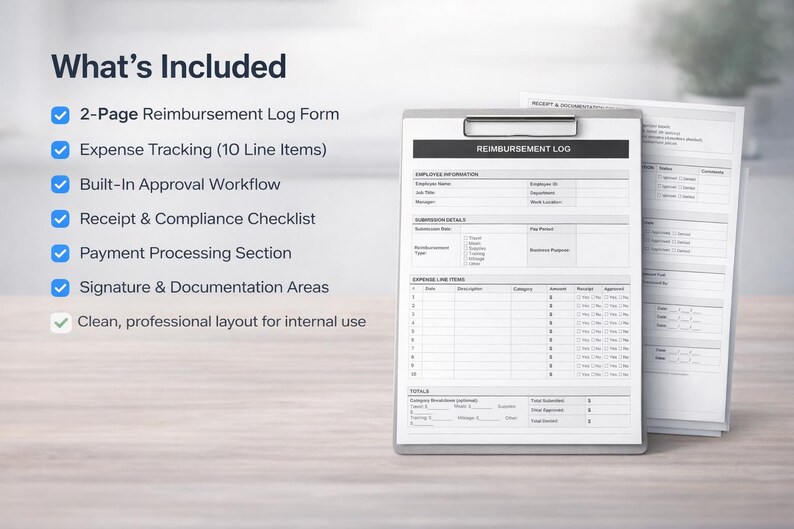 Tracking Approval Log Employee Reimbursement Log Template | Expense Tracking Form | Approval ...