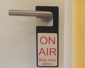 Cartello maniglia porta ON AIR per ufficio e studio | Regalo per uomo | Cartello "Non disturbare" | Accessori per ufficio