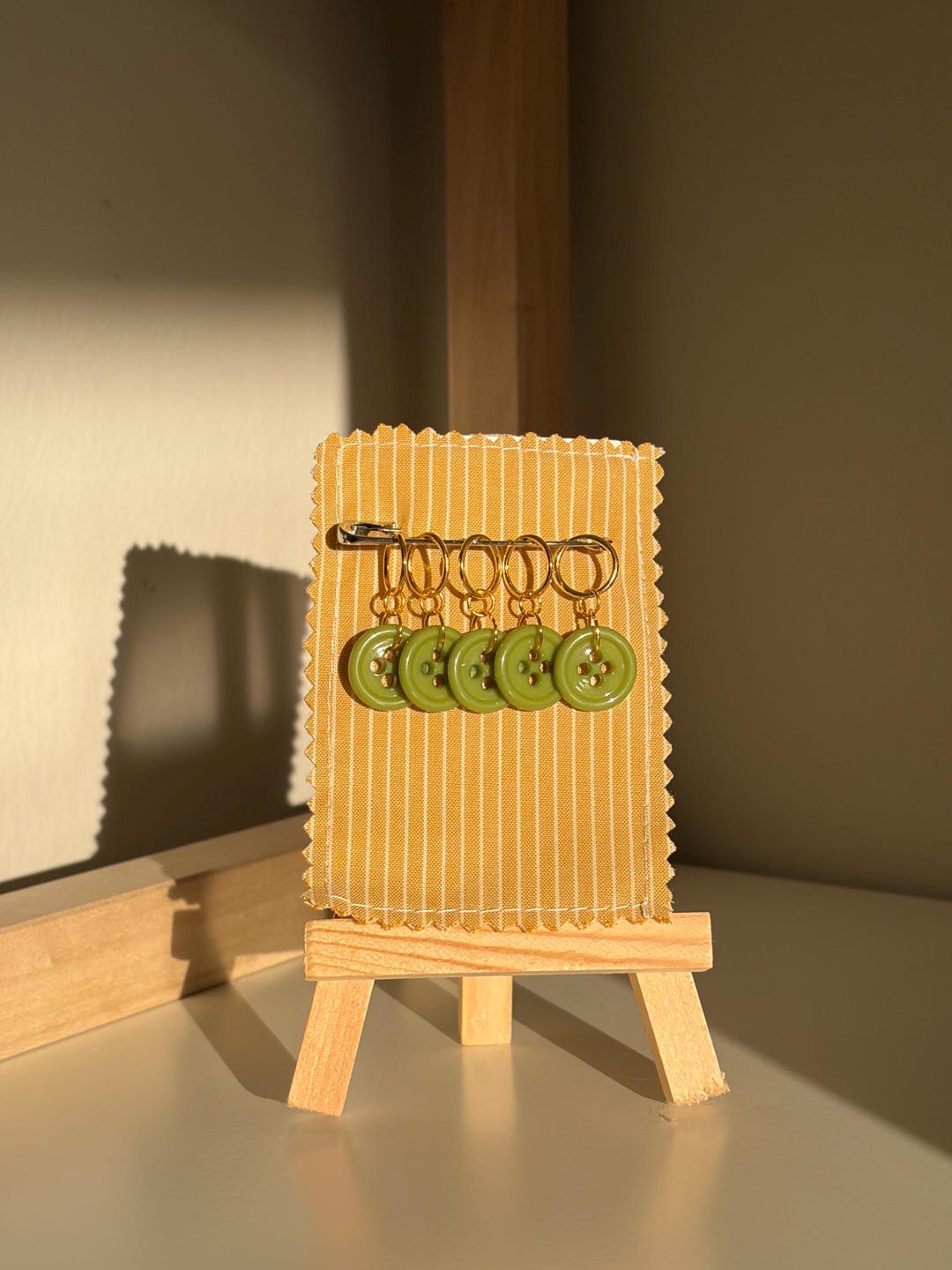 Olive Green and Gold Upcycled Button Stitch Markers for Knitting ...