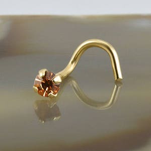 14K, 18K, 24K, Solid Yellow, White, or Rose Gold Nose Ring Screw Stud Bone or L Bend. 1.5mm, 2mm, 2.5mm, 3mm, 3.5mm Gold. 22G, 20G, 18G