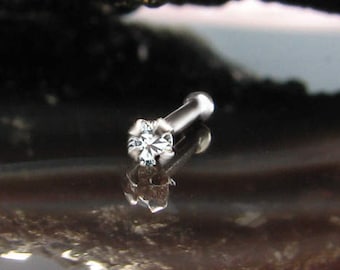 TINY Genuine DIAMOND Nose Stud 1.3mm 0.01 tcw Natural VS G-H 14k Gold or Silver