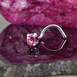 14K, 18K, 24K Solid Rose Gold, Yellow Gold or White Gold Nose Ring Screw Stud Bone or L Bend. 1.5mm, 2mm, 2.5mm, 3mm Pink. 22G, 20G, 18G