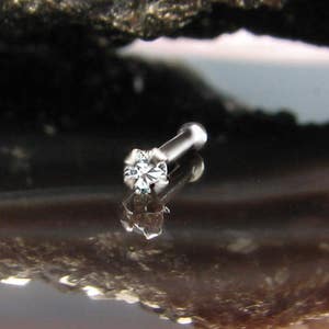 14K, 18K, 24K, Solid White Gold Nose Bone, Ring, Stud, 1.5mm, 2mm, 2.5mm, 3mm Genuine Diamond. Choose Your Gauge. 22G, 20G, 18G.