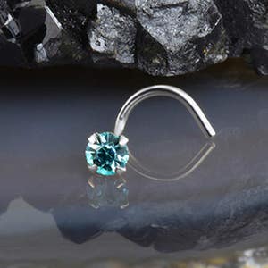 14K, 18K, 24K, Rose Gold, Yellow Gold or White Gold Nose Ring Screw Stud Bone or L Bend 1.5mm, 2mm, 2.5mm, 3mm, 3.5mm Aqua 22G, 20G, 18G