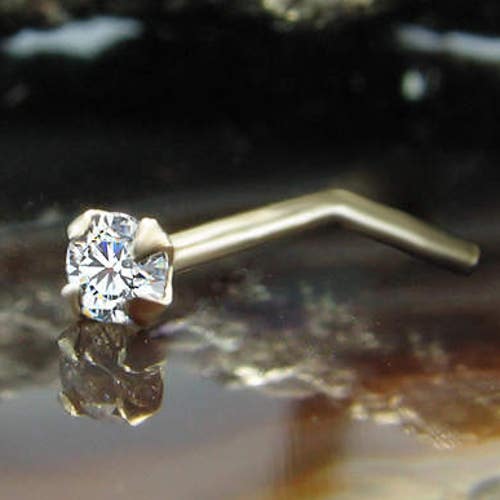 14KT Yellow Gold Nose Bone Ring 7mm Post Length Choose Your Gauge & Size 14KT Yellow Gold Nose Bone Ring 7mm Post Length Choose Your Gauge & Size