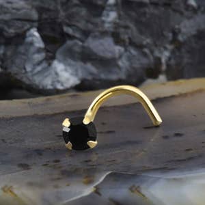 14K, 18K, 24K Rose Gold, Yellow Gold or White Gold Nose Ring Screw Stud Bone or L Bend. 1.5mm, 2mm, 2.5mm, 3mm, 3.5mm Black. 22G, 20G, 18G