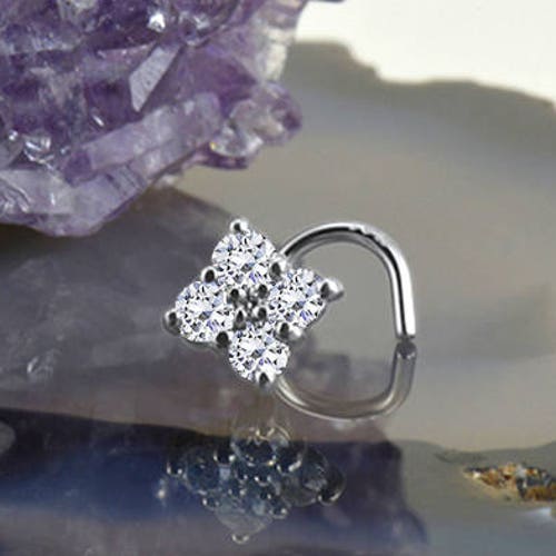 14K White Gold or Yellow Gold Nose Ring Screw L Bend Stud or - Etsy