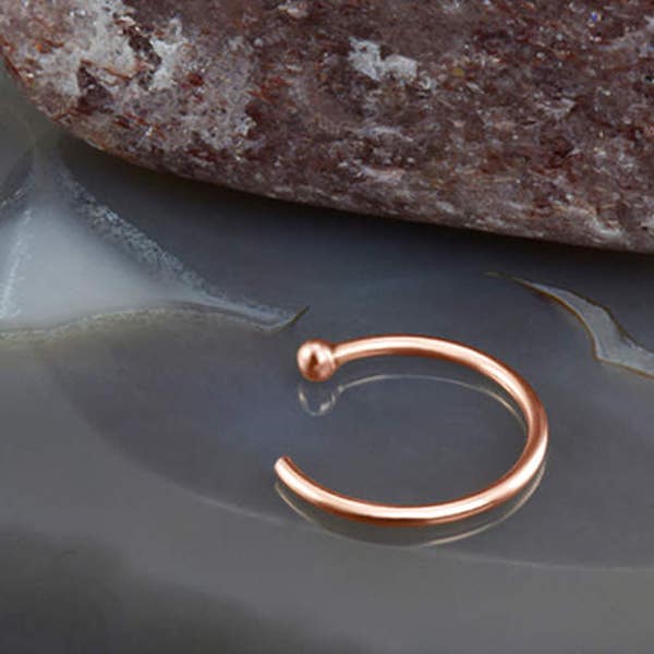 14K Solid Rose Gold Nose Jewerly, Open Nose Hoop, Half Hoop, Nose Ring Choose Your Size 1/4" 9/32" 5/16" 3/8" Choose Your Gauge 22G 20G 18G