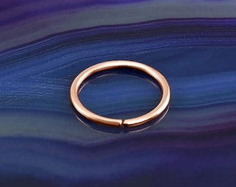 14K Solid Rose Gold Seamless Hoop Hoop Septum Nose Ring Choisissez votre taille 1/4" 9/32" 5/16" 3/8" Choisissez votre jauge 22G 20G 18G