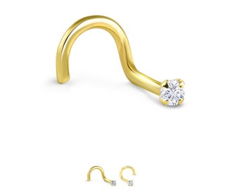 Sterling Silver NOG1007-Bone Set of Two Gold Tiny 1.5mm or 2mm CZ Nose Studs