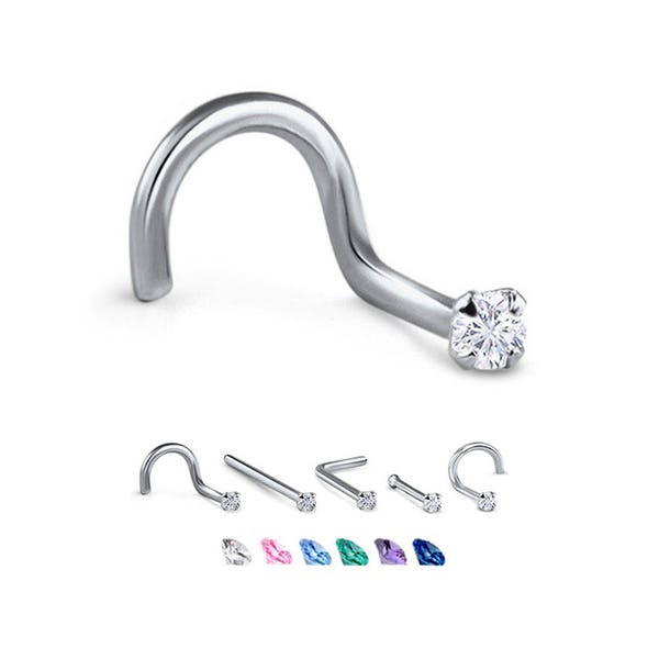 Titanium Nose Ring, Stud, Screw or L Bend, 1.5mm Round. Choose Your Color Style and Gauge 18G, 20G, 22G. Backing Included.