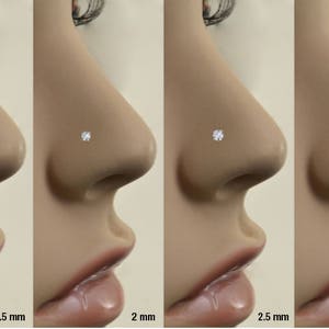 Titanium Nose Ring, Stud, Screw or L Bend, 1.5mm Round Bezel. Choose Your Color Style and Gauge 18G, 20G, 22G. Backing Included. image 3