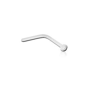 Monofilament Nose Ring, LBend, Retainer Stud, 2mm Disc Design.  Clear, perfect for hiding piercings. 18G Nose Ring Backing Included.