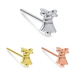 PVD Coated 316L Surgical Steel Nose Stud Ring Christmas Bell Choose Your Color & Style 20G FREE Backing