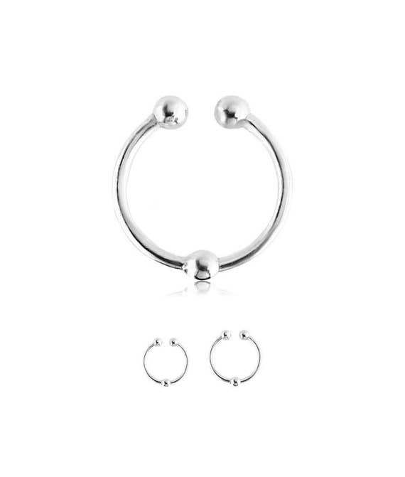 Fake Nose Ring Septum Silver Cuff Non Pierced Jewelry Fake Ring Piercing Clip-On