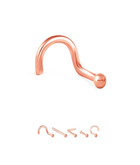 Rose Gold Plated over 925 Sterling Silver Nose Hoop Ring with Ball Rose Gold Plated over 925 Sterling Silver Nose Hoop Ring with Ball