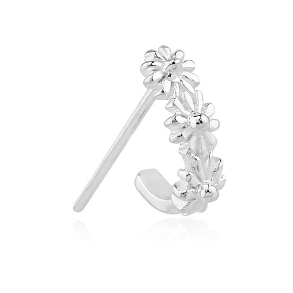1mm Nose Ring L-Shape Nose Stud with Engraved Tribal Design 18G