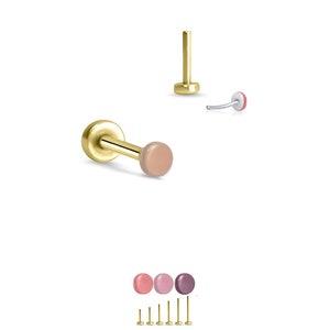 316 Stainless Steel Yellow Gold Plated Labret Style Nose Ring Monroe Stud Threadless Push Pin 2mm Skin Tone Disc. 20G 18G 16G