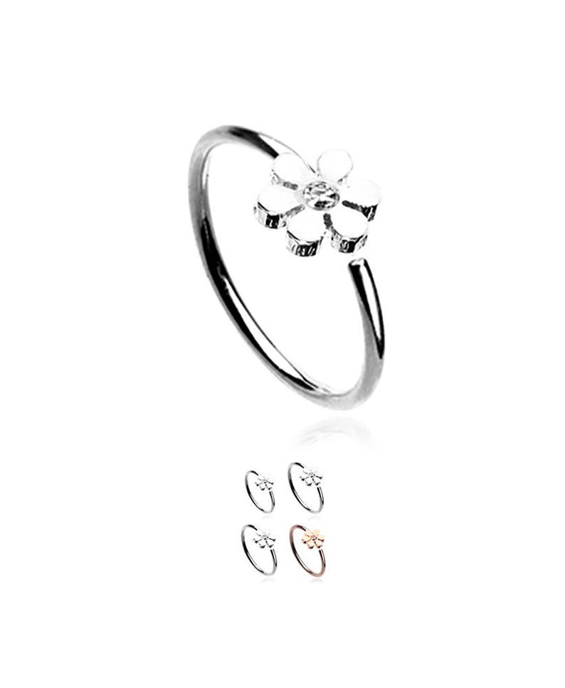 38 20G 316L Surgical Steel Rose Gold Nose Ring Hoop Daith Helix Ear Cartilage Flower Nose Hoop Choose Your Color /& Size 516
