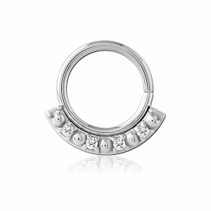 316L Surgical Steel Nose Ring Hoop Daith Helix Ear Cartilage Hoop 4 Stone 5/16" 18G