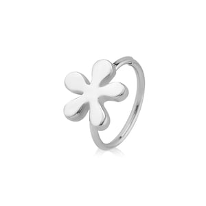 925 Sterling Silver Continuous Seamless Nose Ring Helix Daith Ear Cartilage Flower Hoop 5/16&quot; 20G
