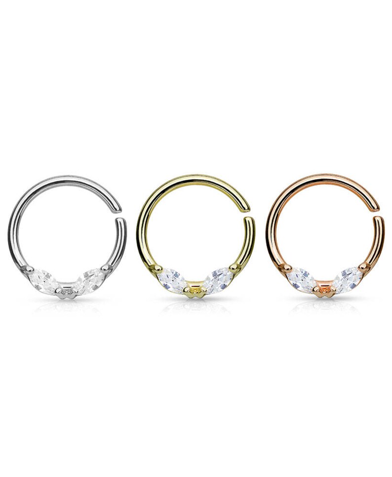thumbnail image 2 of Yellow Gold IP 316L Surgical Steel Nose Hoop Rings – 8mm, 22g (Pair) 2 of 5