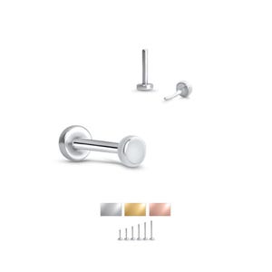 316L Surgical Steel, Yellow or Rose Gold Labret Style Nose Ring Stud Threadless Push Pin Post 1.5mm, 2mm Disc 20G, 18G, 16G
