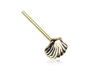 Gold Plated 316L Surgical Steel Shell Nose Stud Ring Choose Your Style 20G FREE Backing