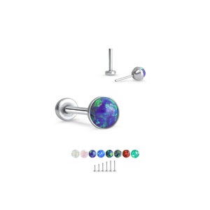 316 Stainless Steel Labret Style Nose Ring Monroe Stud Threadless Push Pin 3mm Opal Glued.  5mm 6mm 7mm 8mm 9mm 10mm Posts. 20G 18G 16G
