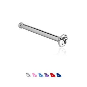 316L Surgical Steel Nose Bone Stud Ring, 2mm Round Bezel. Choose Your Color 20G. Backing Included.