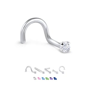 316L Surgical Steel Nose Ring, Stud, Screw or L Bend, 2mm Round. Choose Your Color Style and Gauge 18G, 20G 22G. Backing Included.