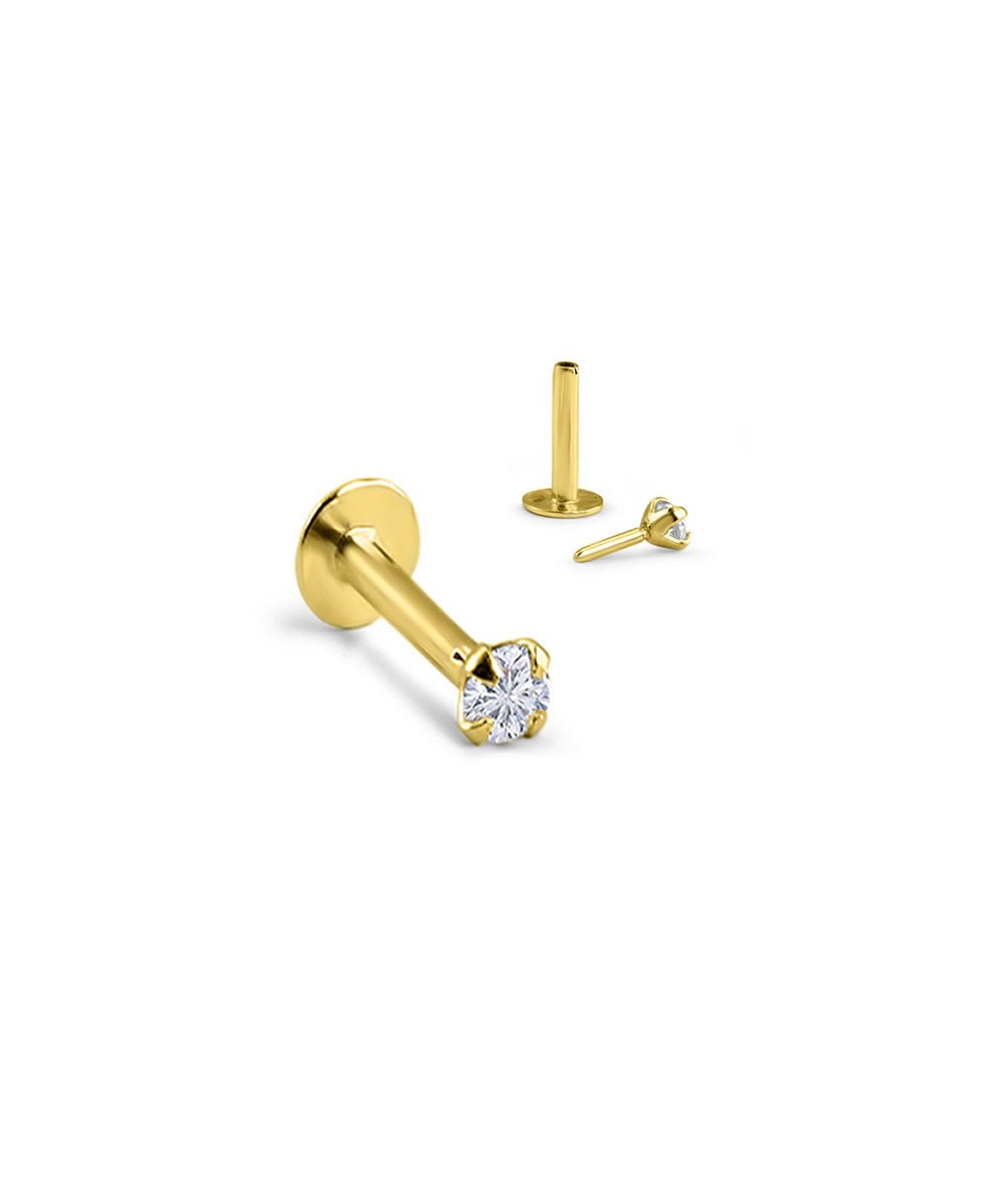 2.2mm Diamond Nose Lip Labret Monroe Ring Screw Pin 14k Rose Gold 6mm Length 2.2mm Diamond Nose Lip Labret Monroe Ring Screw Pin 14k Rose Gold 6mm Length