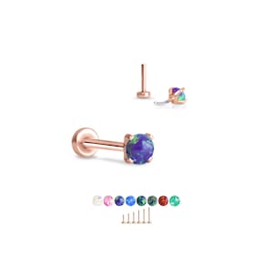 316 Stainless Steel Rose Gold Plated Labret Nose Ring Monroe Stud Threadless Push Pin 2.5mm Opal.  5mm 6mm 7mm 8mm 9mm 10mm. 20G 18G 16G