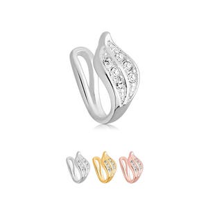 925 Sterling Silver Fake Nose Hugger Faux Nose Ring Non Pierced Clip On Leaf. Gold Plated, Rose Gold Plated or Silver