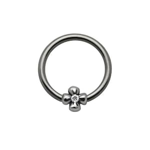 316L Surgical Steel, Titanium Captive Bead Ring Nose Ring CBR Helix, Tragus, Daith, Ear Cartilage. Flower Hoop 22G 20G 18G 16G