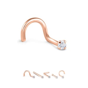 Rose Gold Plated 316L Surgical Steel Clear Prong Set 1.5mm, 2mm, 2.5mm, 3mm CZ - Choose Your Size, Style & Gauge 18G 20G 22G FREE Backing