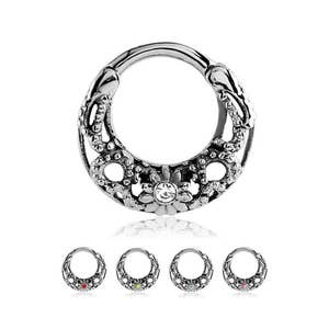 316L Surgical Steel Septum Clicker Ear Cartilage Helix Daith Hoop Nose Ring Hinged 5/16&quot; 16G
