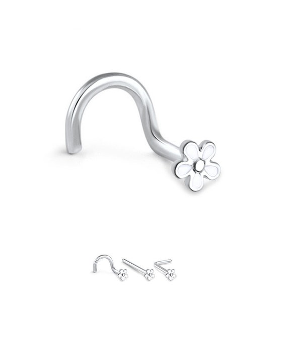316L Surgical Steel Easy Bend White Flower CZ Nose Hoop 316L Surgical Steel Easy Bend White Flower CZ Nose Hoop