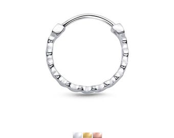 925 Sterling Silver, Gold, Rose Gold Plated Septum Clicker Ear Cartilage Helix Daith Hoop Nose Ring Hinged Wavelength 5/16" 18G