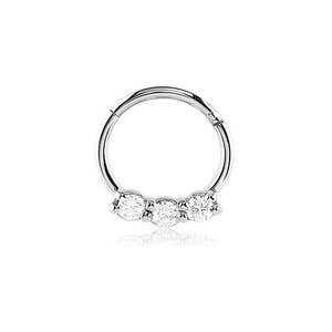 316L Surgical Steel Septum Clicker Ear Cartilage Helix Daith Hoop Nose Ring Hinged 5/16&quot; or 3/8&quot; Triple Clear 16G
