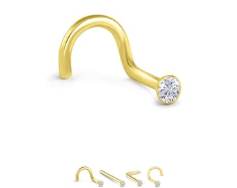 Piercing Naso In Oro 18k Bianco Con Diamante - Orecchino A L Anallergico E Confortevole - Foto 5