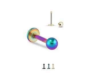 May include: A rainbow-colored barbell with a small ball on the end. The barbell is made of surgical steel and is available in a variety of colors.