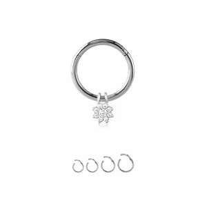 316L acero quirúrgico bisagra septum clicker flor accesorio cartílago Helix Daith aro anillo de nariz 1/4 &quot;, 9/32&quot; 5/16 &quot;, 3/8&quot; 18G 20G
