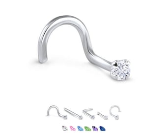 316L Surgical Steel Nose Ring, Stud, Screw or L Bend, 1.5mm Round. Choose Your Color Style and Gauge 18G, 20G, 22G. Backing Included.