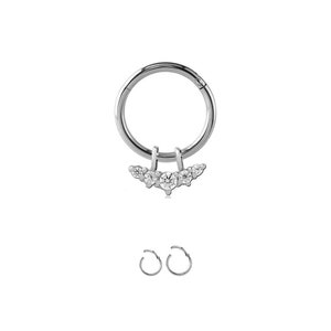 Titanium Hinged Septum Clicker 5 Stone Attachment Cartilage Helix Daith Hoop Nose Ring 5/16&quot;, 3/8&quot; 16G