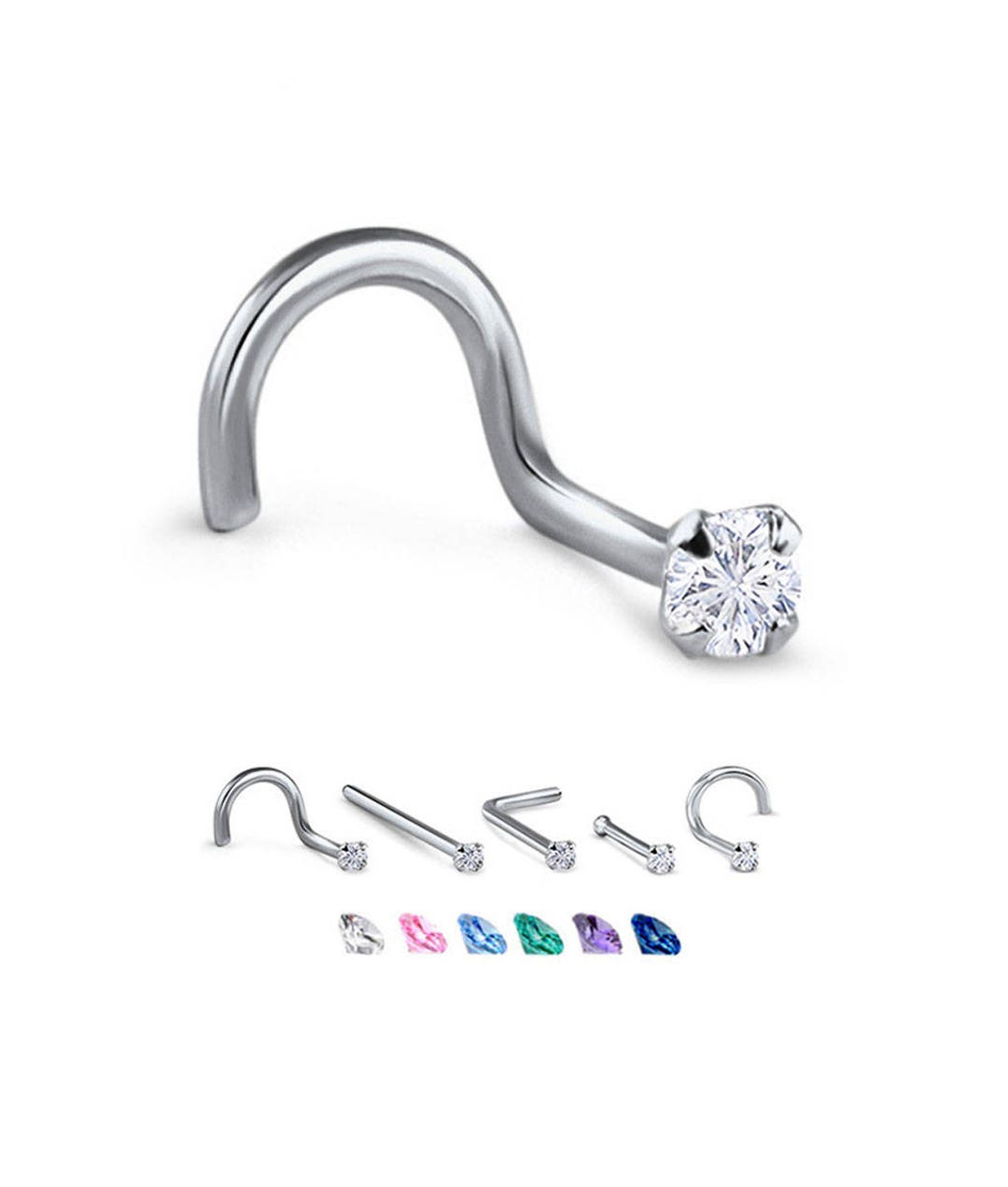 Titanium Nose Ring Stud Screw or L Bend 2.5mm Round. Choose
