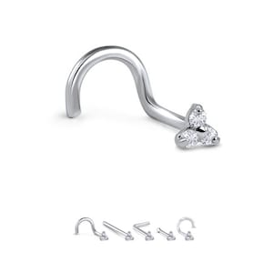 316L Surgical Steel Nose Ring, Stud, Screw, L Bend or Nose Bone, Trinity. Choose Your Style & Gauge 18G, 20G.