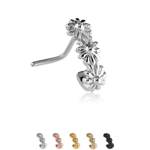 316L Surgical Steel, Black, Gold or Rose Gold Nose Hugger® Nose Ring, Screw, L Bend, Straight Stud, Flower. Choose Your Style & Color 20G.