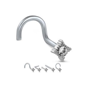 316L Surgical Steel Nose Ring, Stud, Screw, L Bend, Bone, Diamond Shape. Choose Your Style, 20G.