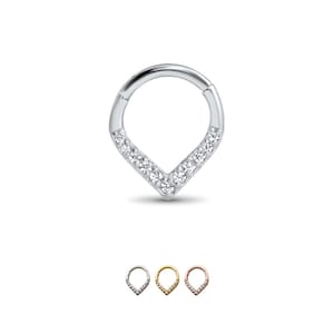 316L Chirurgenstahl Septum Clicker Ohrknopf Helix Daith Hoop Nasenring klappbar 5/16" Tropfen Gold, Roségold, Stahl 16G
